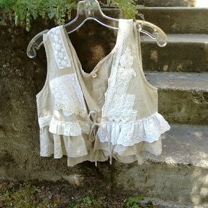 Lagenlook linen lace vest Magnolia